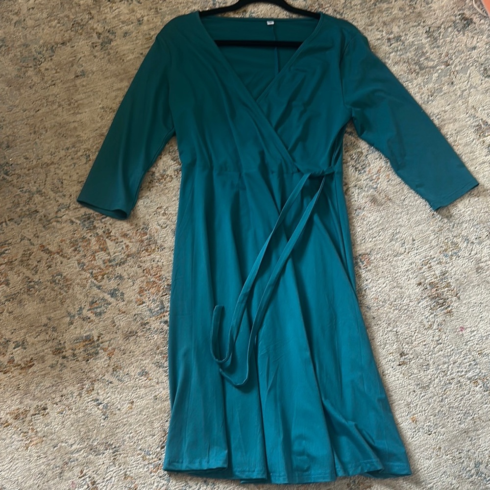 Elegant Teal Wrap Dress